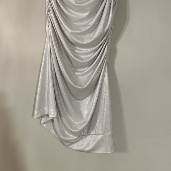 Silver One Shoulder Bodycon Dress - Picture 2 of 4